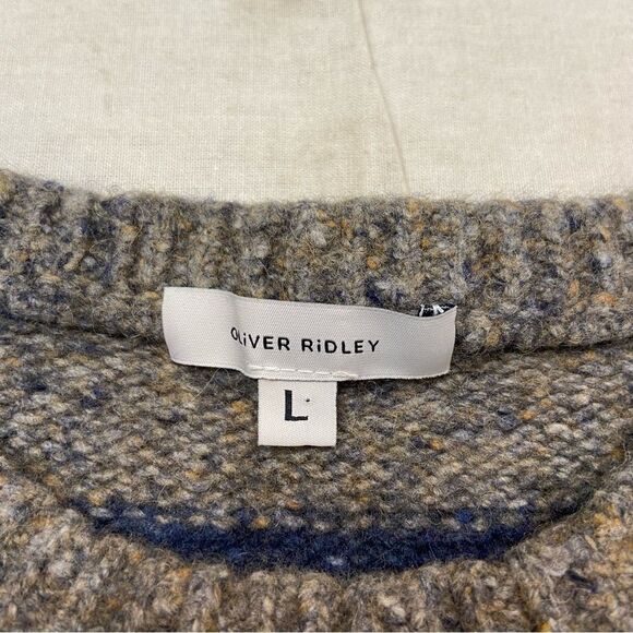 Men’s Oliver Ridley Brand Blue and Brown Striped Sweater Wool Alpaca Blend‎ L - Picture 5 of 8